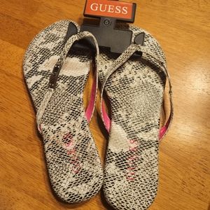 Guess Gfkassie black and white snake Thong Sandals